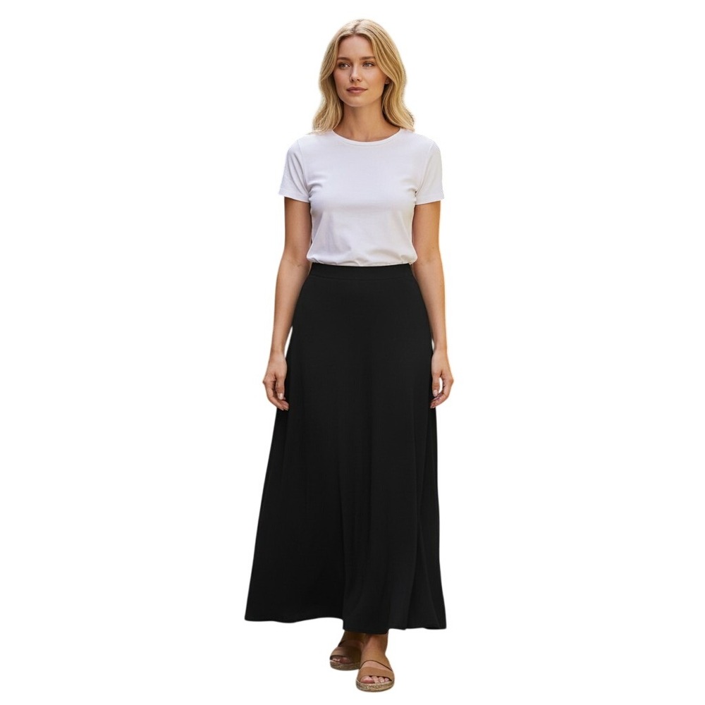 Vince Camuto Windswept Wonder Black Maxi Skirt Elastic Waist 91224634 L